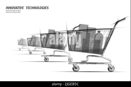 Warenkorb Low Poly Design 3D. Online shop smartphone Markt Technologie. Vector Illustration Stock Vektor