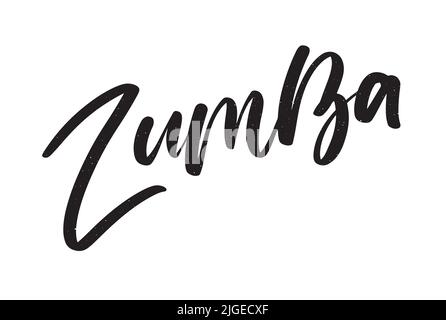 Zumba Dance Studio Text. Kalligraphie Wort Banner Design. Aerobe Fitness. Vektor-Handschriftzug Illustration auf weißem Hintergrund. Stock Vektor