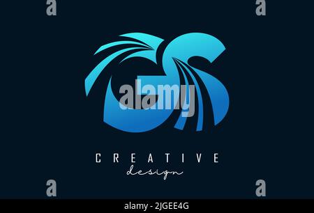 Kreatives, blaues GS g s-Logo mit führenden Linien und Straßenkonzept. Buchstaben mit geometrischem Design. Vektorgrafik mit Buchstaben und Schnitten. Stock Vektor