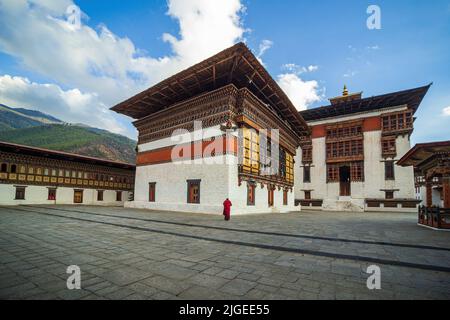 Haupthof oder Utse of Tashichho Dzong in Thimphu Stockfoto