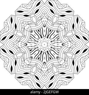 Vektor Erwachsenen Coloring Book Texturen. -Handgemalte Design. Erwachsenen Anti-Stress-Malvorlagen. Schwarz / weiß handgezeichnete Abbildung zum Färben von bo Stock Vektor