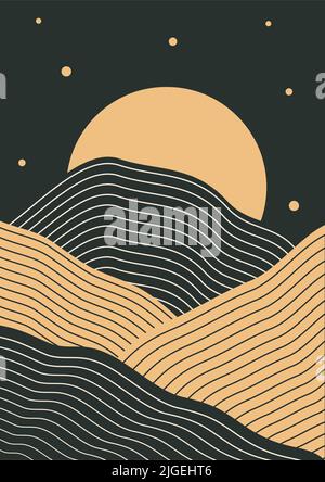 Abstrakte Streifen Nacht Landschaft Hintergrund Illustration. Stock Vektor