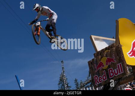 13 MINNAAR Greg SANTA CRUZ SYNDIKAT während Mercedes-Benz UCI Mountain Bike World Cup, Downhill Final Race Round in Lenzerheide, Schweiz 9. Juli 2 Stockfoto