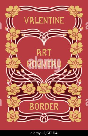 Ein Vektor Art Nouveau floral und Valentine herzförmigen dekorativen Rand. Stock Vektor