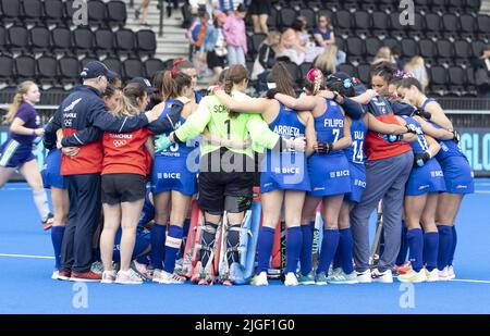 Spielberg, Österreich. 10.. Juli 2022. AMSTERDAM - Chiles Team nach dem Spiel zwischen China und Chile (3-0) bei den World Hockey Championships im Wagener Stadium, am 10. Juli 2022 in Amsterdam, Niederlande. ANP KOEN SUYK Kredit: ANP/Alamy Live Nachrichten Stockfoto