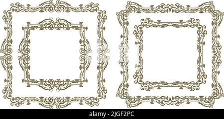 Eine Reihe von Vektor-Art Nouveau floralen dekorativen Bordüren und Rahmen. Stock Vektor