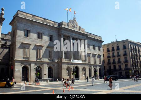 Barcelona Rathaus - Casa de la Ciutat de Barcelona Plaça Sant Jaume Gotisches Viertel, das historische Zentrum der Altstadt Barcelona, Katalonien, Spanien Stockfoto