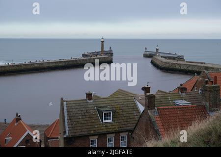 Whitby Hafenpiers Stockfoto