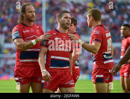 Newcastle, Großbritannien. 10.. Juli 2022. Matt Parcell von Hull KR gibt einen Versuch ab Hull KR gegen Hull FC Veranstaltung: Magic Weekend 2022 Ort: St James Park, Newcastle, Großbritannien Datum: 10.. Juli 2022 Quelle: Craig Cresswell/Alamy Live News Stockfoto