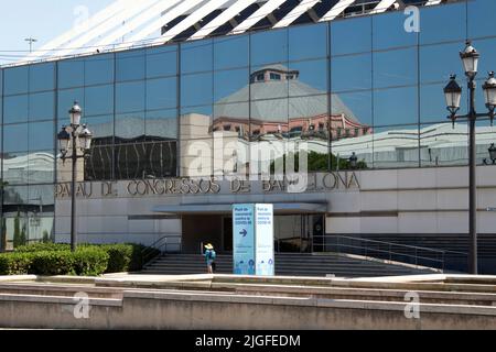 Palau de Congressos de Barcelona, Avinguda de la Reina Maria Cristina, Montjuïc, Catalunya, Barcelona Spanien Stockfoto