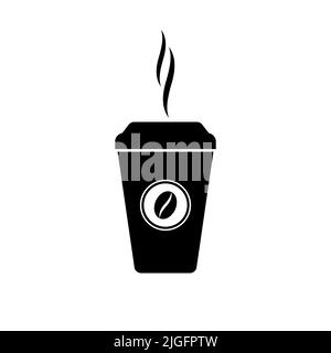 Vektorsymbol für heiße Kaffeetasse auf weißem Hintergrund isoliert Stock Vektor