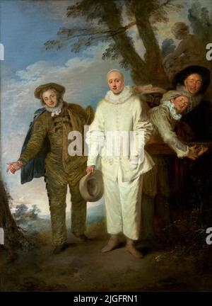 Die Italienischen Komiker. Jean-Antoine Watteau. c. 1720. Stockfoto