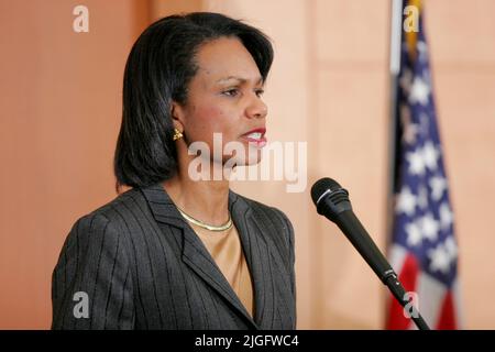 Oct 19, 2006-Seoul, Südkorea-Condoleezza Reis von der ehemaligen US-Außenministerin hält eine Pressekonferenz im Außenministerium in Südkorea ab. Stockfoto