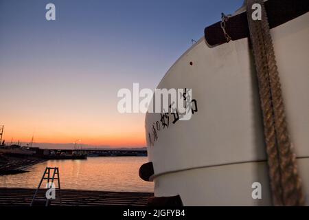 Fischerboot Harbour Dusk Kamagawa Chiba Japan 2 Stockfoto