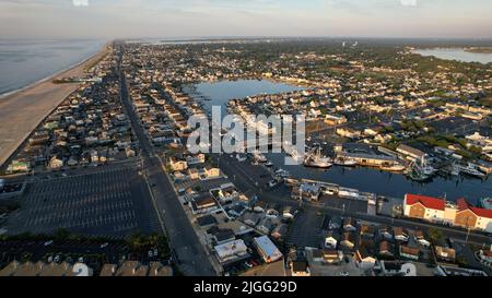 Luftaufnahme von Point Pleasant, NJ am Morgen Stockfoto