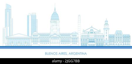 Skizzieren Skyline Panorama der Stadt Buenos Aires, Argentinien - Vektor-Illustration Stock Vektor