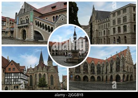 Braunschweig, auch Braunschweig genannt, (Deutschland) die sogenannte "Stadt des Löwen" ist eine wunderschöne Stadt in Niedersachsen voller historischer Gebäude Stockfoto