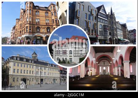 Eisenach, die deutsche Stadt, die berühmt ist für die Geburtsstadt des Komponisten Johann Sebastian Bach und für die Gastgeberin des flüchtigen Martin Luther Stockfoto