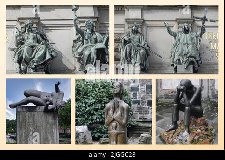 Hamburg, eine der wichtigsten Hafenstädte Deutschlands, wird von Hunderten von Kanälen durchquert und beherbergt zahlreiche Parks und historische Denkmäler Stockfoto