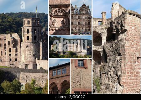 Das Heidelberger Schloss ist eine der berühmtesten Ruinen Deutschlands und das Wahrzeichen der Stadt Heidelberg. Stockfoto