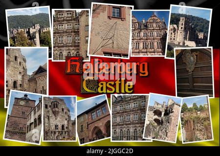 Das Heidelberger Schloss ist eine der berühmtesten Ruinen Deutschlands und das Wahrzeichen der Stadt Heidelberg. Stockfoto