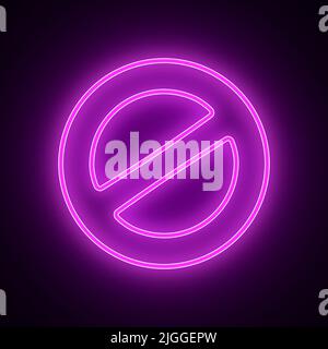 Lila Neon-Schild stoppen auf dunklem Hintergrund. 3D Abbildung Stockfoto