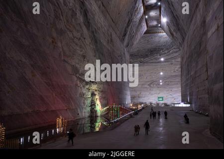 Die Salzmine Slanic Prahova, 1 Stunden von Bukarest entfernt, ist wegen der Extraktion geschlossen, ist aber aufgrund der reinen Luft ein beliebtes medizinisches Touristenziel. Stockfoto