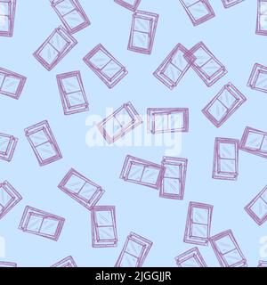 Fenster lehnen sich nach vorne graviert nahtloses Muster. Handgezeichnetes Glasfenster im Retro-Stil. Skizzenstruktur für Stoff, Tapete, Textil, Print, Titel Stock Vektor