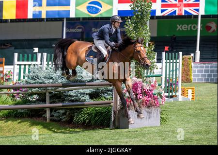 Calgary, Alberta, Kanada, 2022-07-10, Manuel Gonzalez Dufrane (MEX) auf Martialis, Spruce Meadows International Showjumping, Sun Life Derby, The Stockfoto