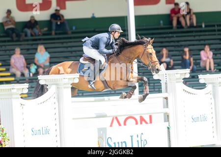 Calgary, Alberta, Kanada, 2022-07-10, Manuel Gonzalez Dufrane (MEX) auf Martialis, Spruce Meadows International Showjumping, Sun Life Derby, The Stockfoto