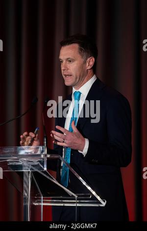 Chris Minns MP, spricht auf einer Veranstaltung in Sydney, NSW, 2022. Juni. Stockfoto