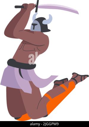 Gladiator oder spartanische Krieger mit Schwertkampf Stock Vektor