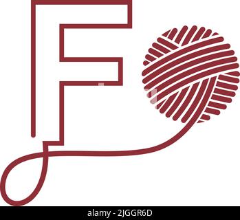 Buchstabe F und Skein von Garn Symbol Design Illustration Vektor Stock Vektor