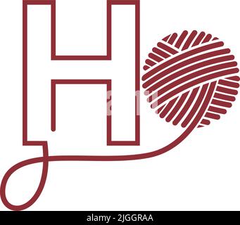 Buchstabe H und Skein von Garn Symbol Design Illustration Vektor Stock Vektor