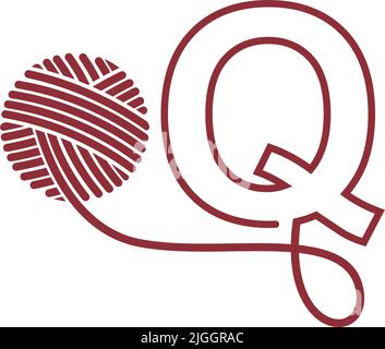 Buchstabe Q und Skein von Garn Symbol Design Illustration Vektor Stock Vektor