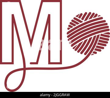 Buchstabe M und Skein von Garn Symbol Design Illustration Vektor Stock Vektor