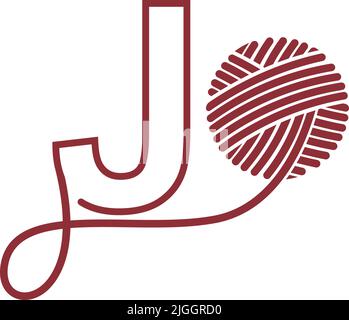 Buchstabe J und Skein von Garn Symbol Design Illustration Vektor Stock Vektor
