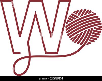 Buchstabe W und Skein von Garn Symbol Design Illustration Vektor Stock Vektor