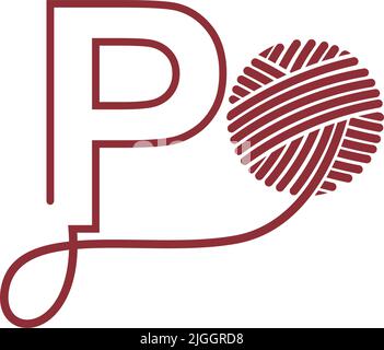 Buchstabe P und Skein von Garn Symbol Design Illustration Vektor Stock Vektor
