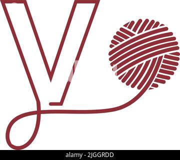 Buchstabe V und Skein von Garn Symbol Design Illustration Vektor Stock Vektor