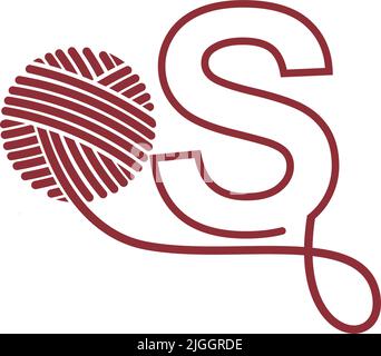 Buchstabe S und Skein von Garn Symbol Design Illustration Vektor Stock Vektor