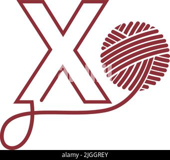 Buchstabe X und Skein von Garn Symbol Design Illustration Vektor Stock Vektor
