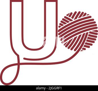 Buchstabe U und Skein von Garn Symbol Design Illustration Vektor Stock Vektor