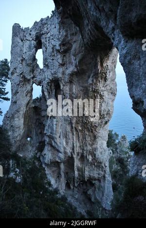 Capri - Particolare dell'Arco Naturale al Tramonto Stockfoto