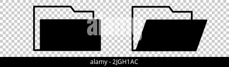 Geschlossene und geöffnete Ordnersymbole auf transparentem Hintergrund isoliert. Bearbeitbarer Vektor. Stock Vektor