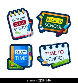 Flat back to School Labels set Vector Illustration. Stock Vektor