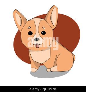 Corgi sitzt auf seinen Hinterbeinen und ragt seine Zunge heraus Stock Vektor