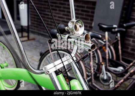 Vintage Fahrradhorn. Retro klaxon Stockfoto