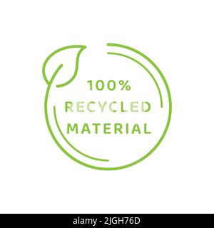 Etikett mit 100 % recycelten Materialien. Umweltfreundliche Verpackung Vektor-Symbol. Stock Vektor