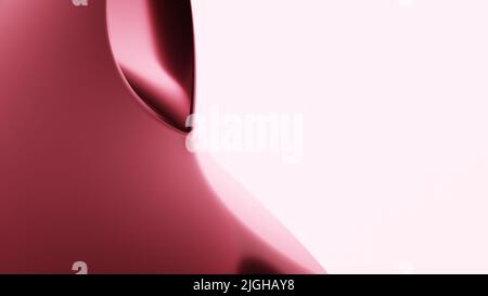 Abstrakter, farbenprächtiger roter Hintergrund mit winkender Geometrie. 3D Render - Illustration. Isoliert auf Weiß mit negativem Platz zum Kopieren Stockfoto